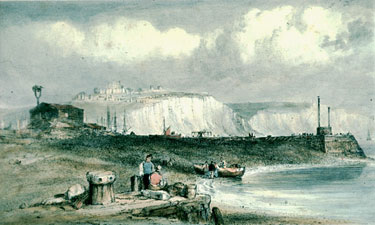 Dover Cliffs, Archcliffe beach and Pier Head, EW Cooke (1811-1880)